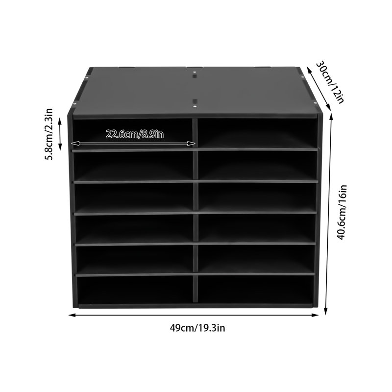 Kinlea 12-grid Desktop File Organizer, Black