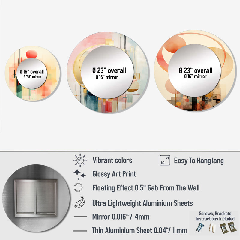 Anzavia Metal Round Mirror
