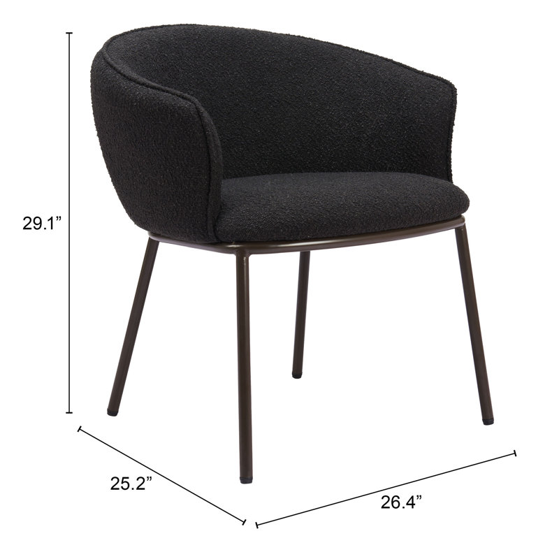 Chaise de salle à manger en polyester, Noir, Bronze