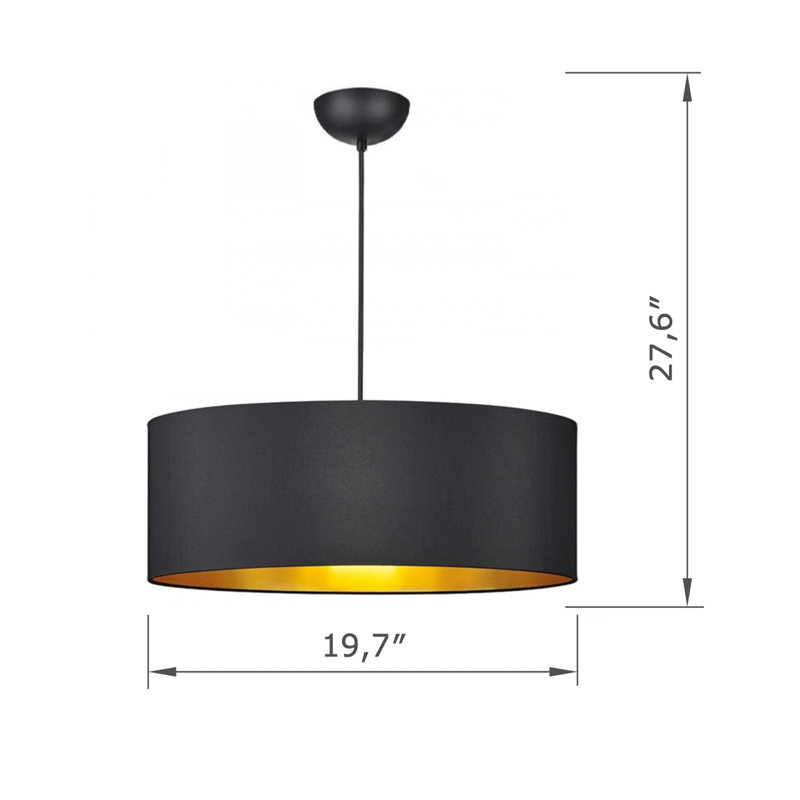 Lustre cylindrique avec capuchon en tissu
