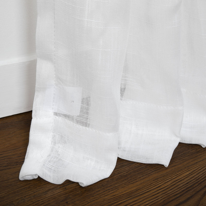 TWOPAGES Sheer Curtains Faux Linen Pinch Pleat Curtains, Set of 2, 52" W x 84" L, White