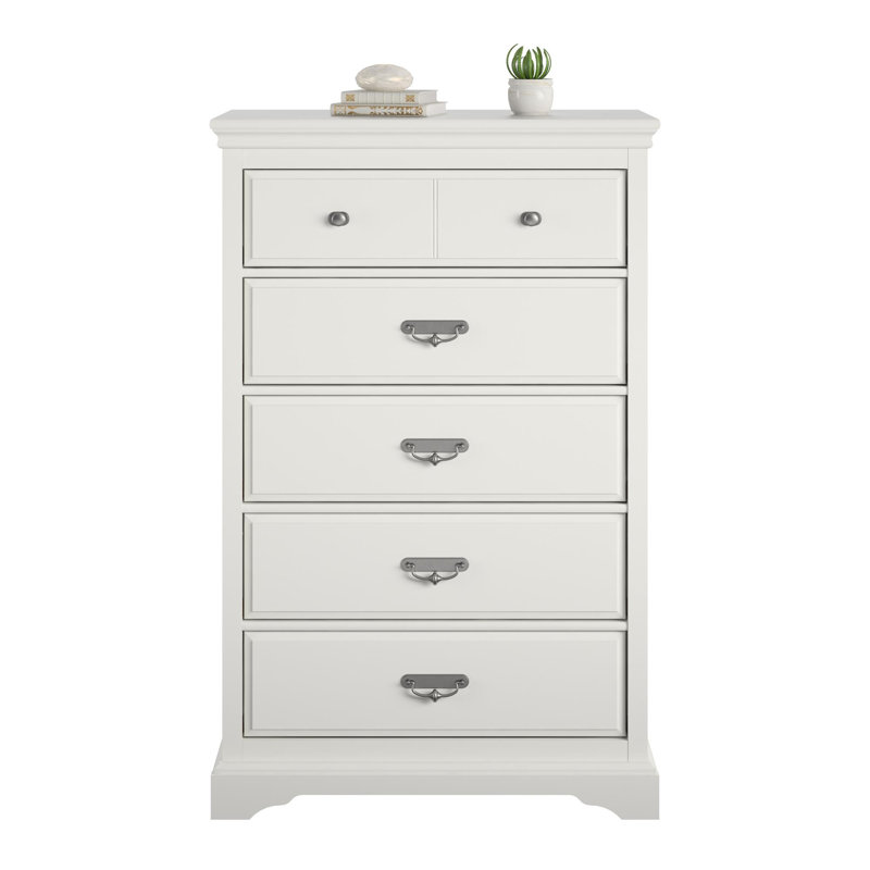 Delandre 87.4cm W 5 - Drawer Chest of Drawers, White