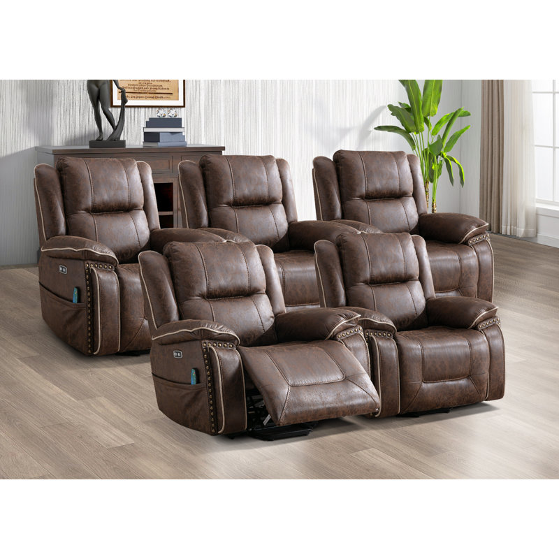 Khristina Dual Motor Power Lift Massage Recliner – 40.2" Wide Overstuffed Home Theater Seat with Heat & USB Charging