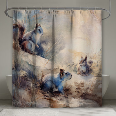 Rideaux de douche Watercolor Squirrel Trio