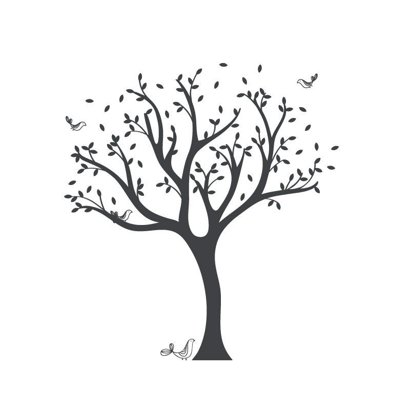 Décalcomanie murale arbre tweet, Anthracite