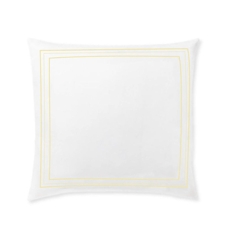 400TC Cotton Classic Embroidery Sateen Solid Euro Sham, White/Ivory, 24"H x 24"W