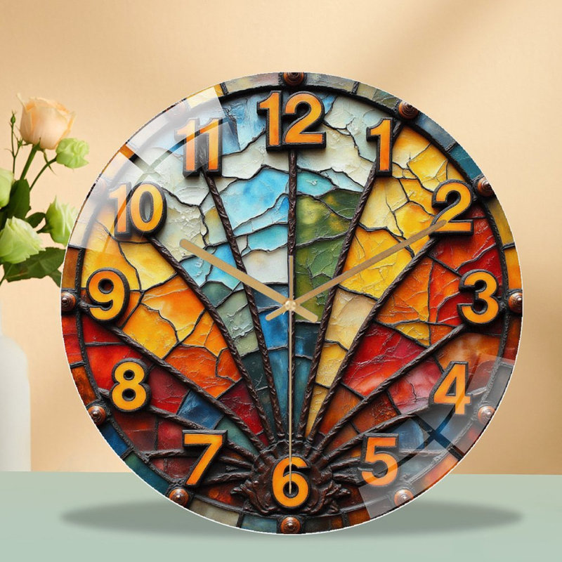 Horloge murale vitrail Horloge murale élégante 12 po