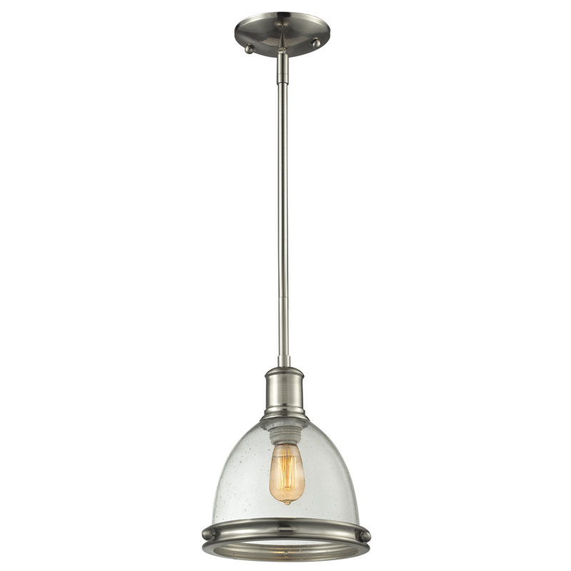 Luminaire suspendu 1 cloche pour une cloche Marquise, H 57,25 po x l 8 po x P 8 po, Nickel brossé