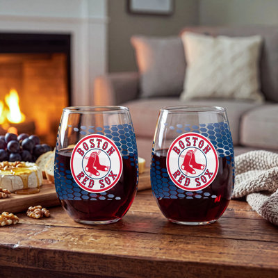 MLB Officially Licensed Stemless Wine Glass Set, 17oz, Set of 2