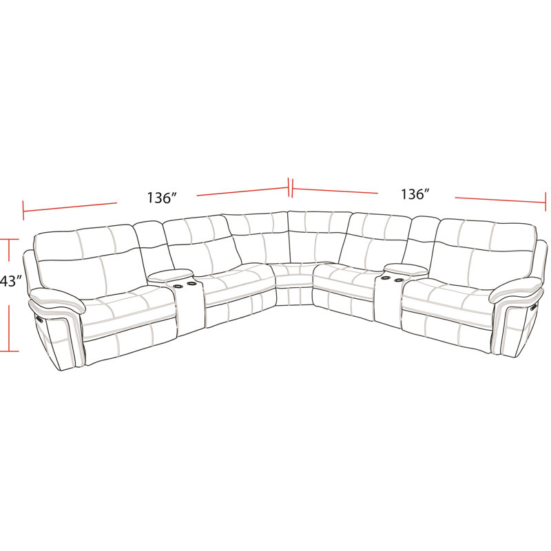 Canapé modulaire inclinable électrique 7 pièces avec appuis-tête électriques réglables Pioche, Polyester gris