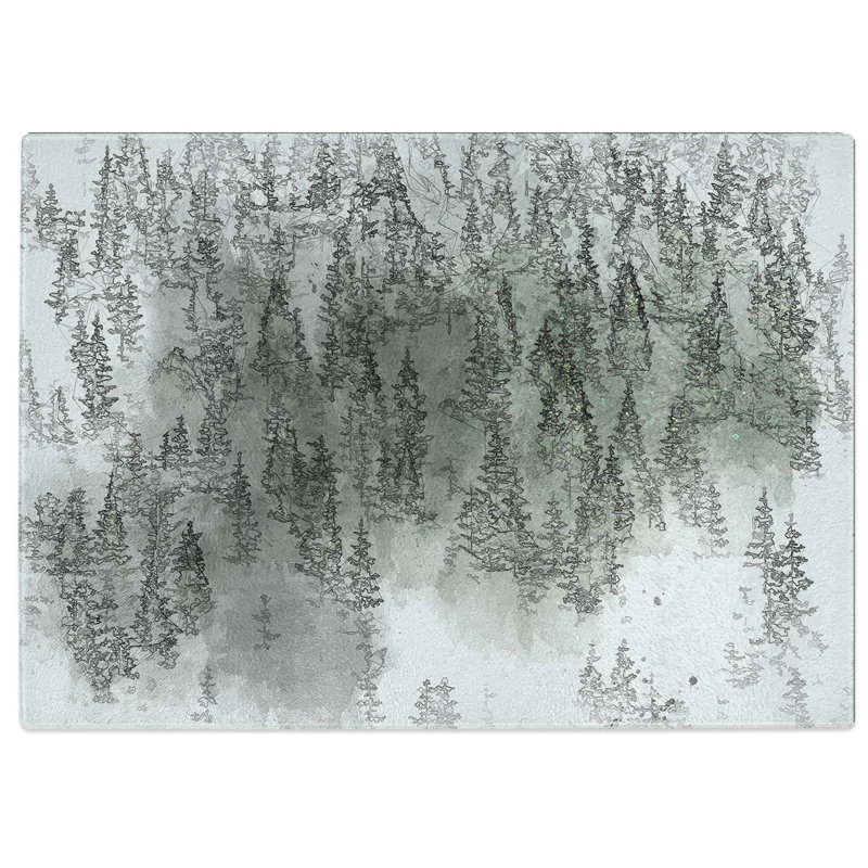 Tempered Glass Beauty of the Pine Tree Forest Chopping Board, 28.5 cm W x 20 cm L