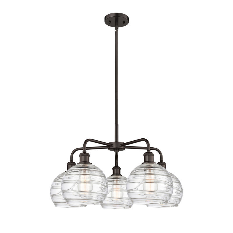 Lustre sphérique à 5 lumières en acier à intensité variable Essex, H 15,88 po x l 26 po x P 26 po, Bronze huilé