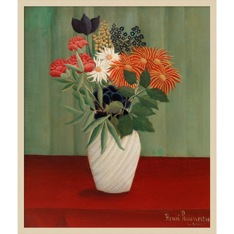 "Bouquet de fleurs" par Henri Rousseau, 33" H x 28" W, Brun