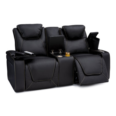 Upholstered Home Theater Seating with Cup Holder
