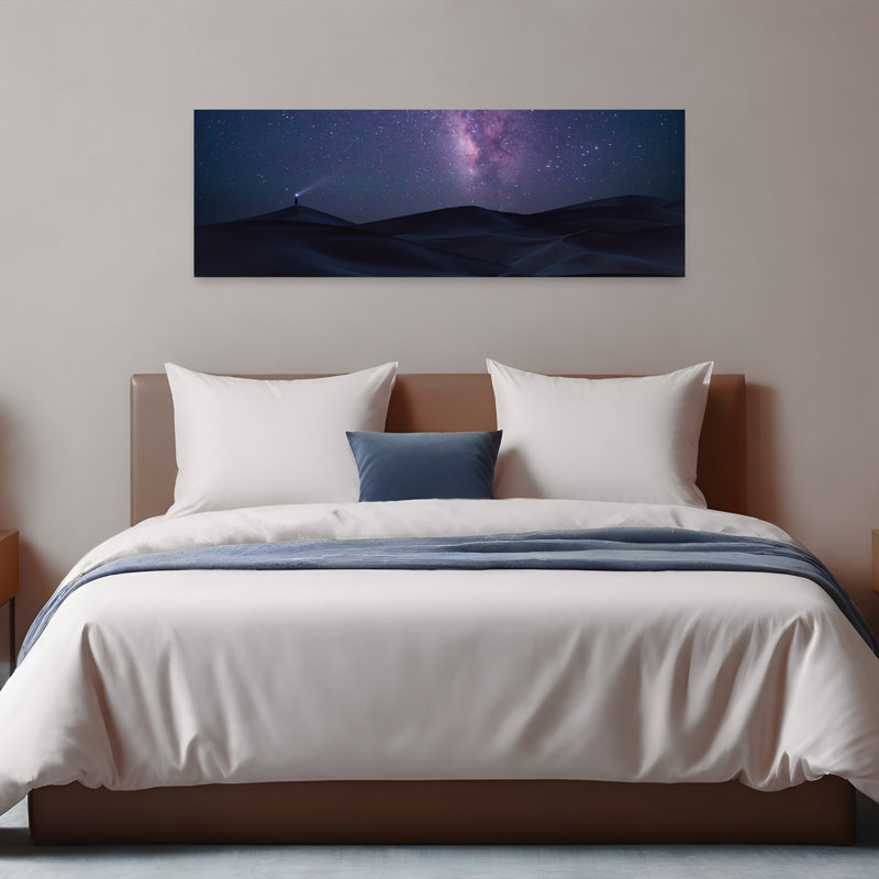 «Milky Way Desert Night Dramatic Peaceful Abstract Landscape Nature», art mural, H 16 po x l 48 po
