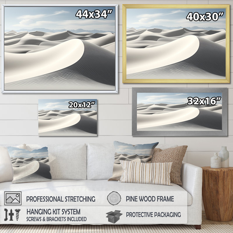 Désert du désert «Minimalisme Étreinte II» - Décoration murale paysage, Toile tendue, H 30 po x l 40 po x P 1,5 po
