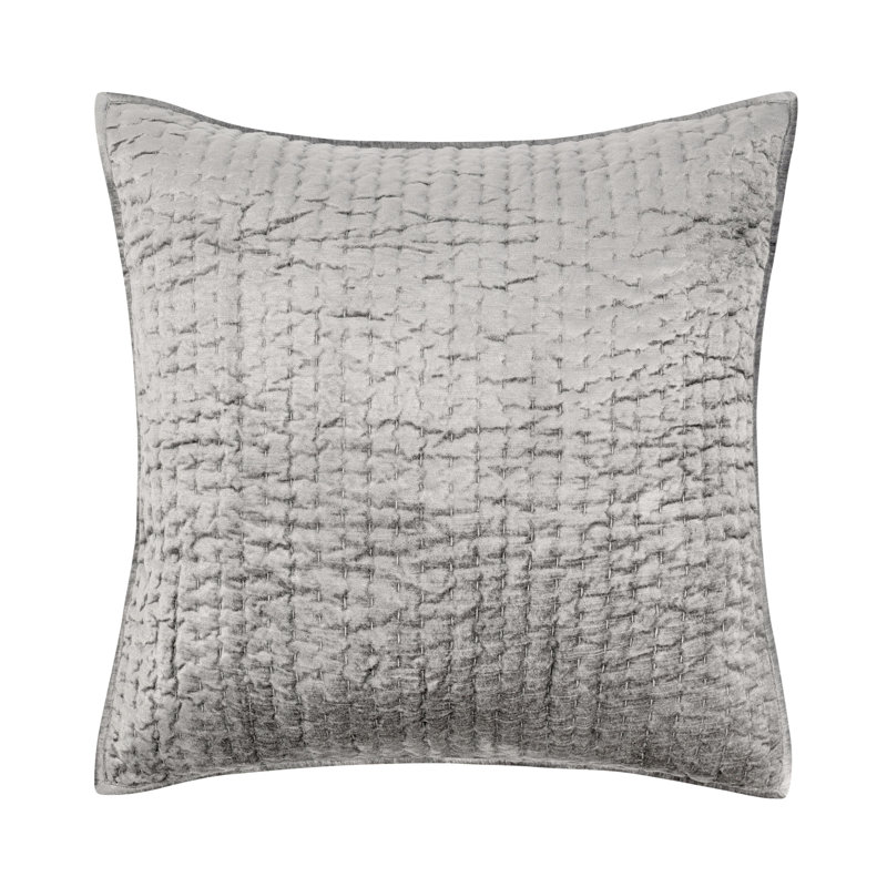 Bari 4-Piece Velvet Rayon Quilt Set, King Quilt + 3 Euro Shams, Light Gray
