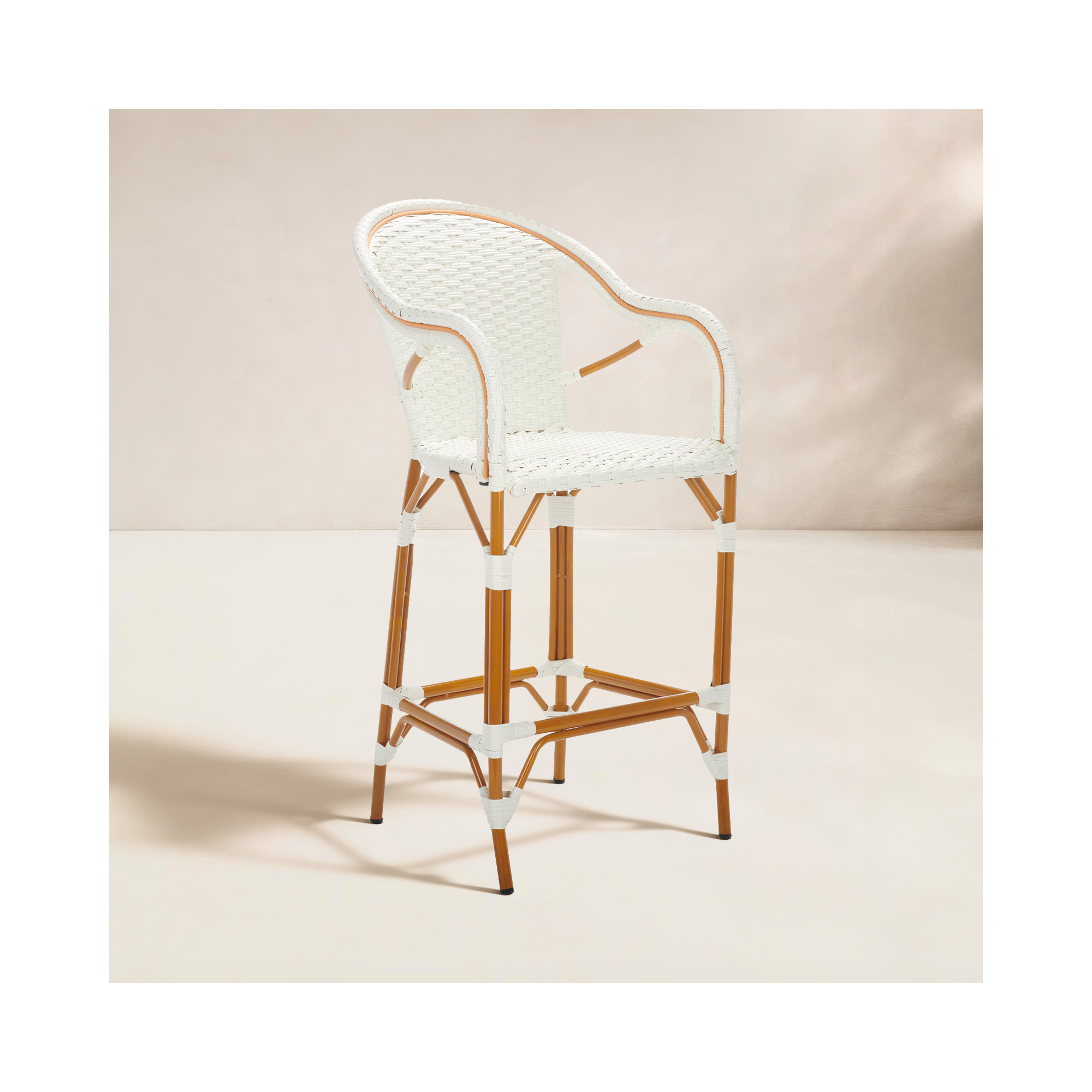 Popplewell 46.5'' Aluminum Outdoor Bar Stool, White