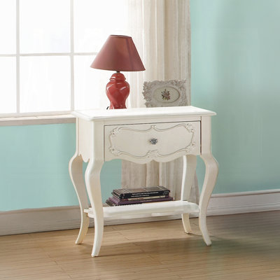 Pearl White 1-Drawer Nightstand With Shelf - Modern Bedroom Nightstand With Storage Drawers | Stylish Furniture Organizer