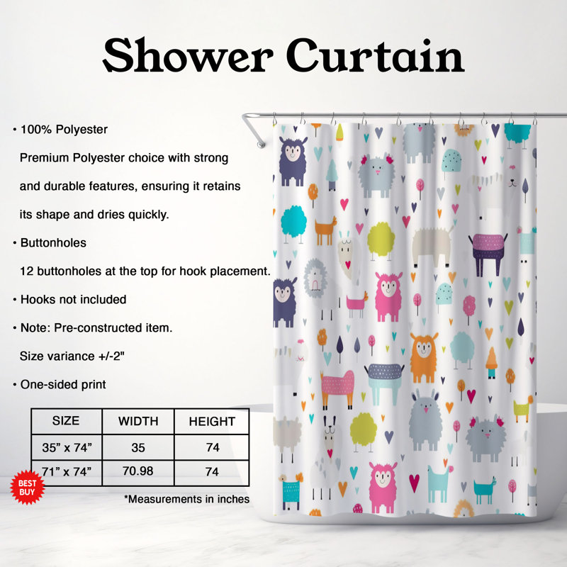 Lovely Corner - Rideau de douche haut de gamme, H 74 po x l 71 po
