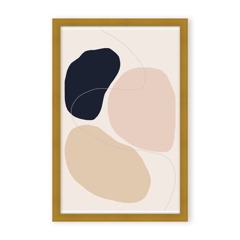 Abstract Composition by The Miuus Studio - Picture Frame Painting on Paper, 48" H x 32" W x 1.125" D, Black