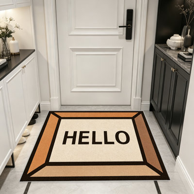 Tapis en terre cuite beige HELLO pour le salon, doux et confortable, convient à toutes les saisons, facile à entretenir, tapis de sol intérieur lavable à la machine, sous la table de ferme convenant à la chambre à coucher, à la salle à manger, au bureau, au patio, au balcon, à la maison