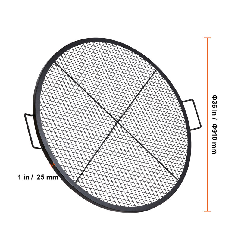 Grille ronde en acier allié pour foyer, H 1 po x l 30 po x P 30 po