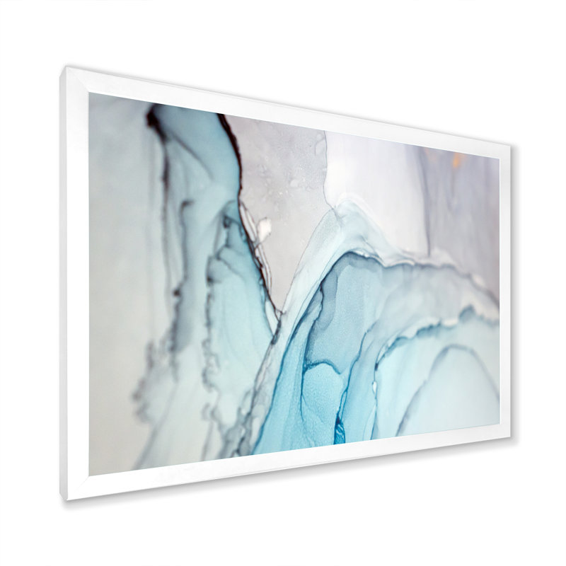 Marbre vert et gris, reproduction d'art sur toile flottante, Cadre photo blanc, H 12 po x l 20 po x P 1 po