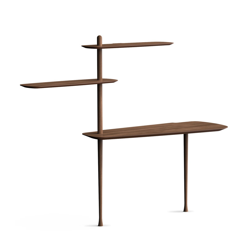 Brown Solid Wood Wall Mounted Ladder Desk