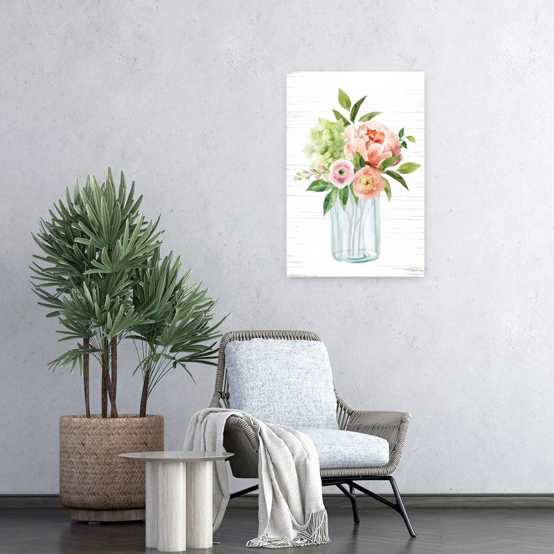 Art floral contemporain printanier III, H 24 po x l 16 po