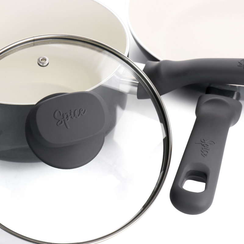 Gray 16-Piece Nonstick Ceramic Cookware Set with Enamel Finish