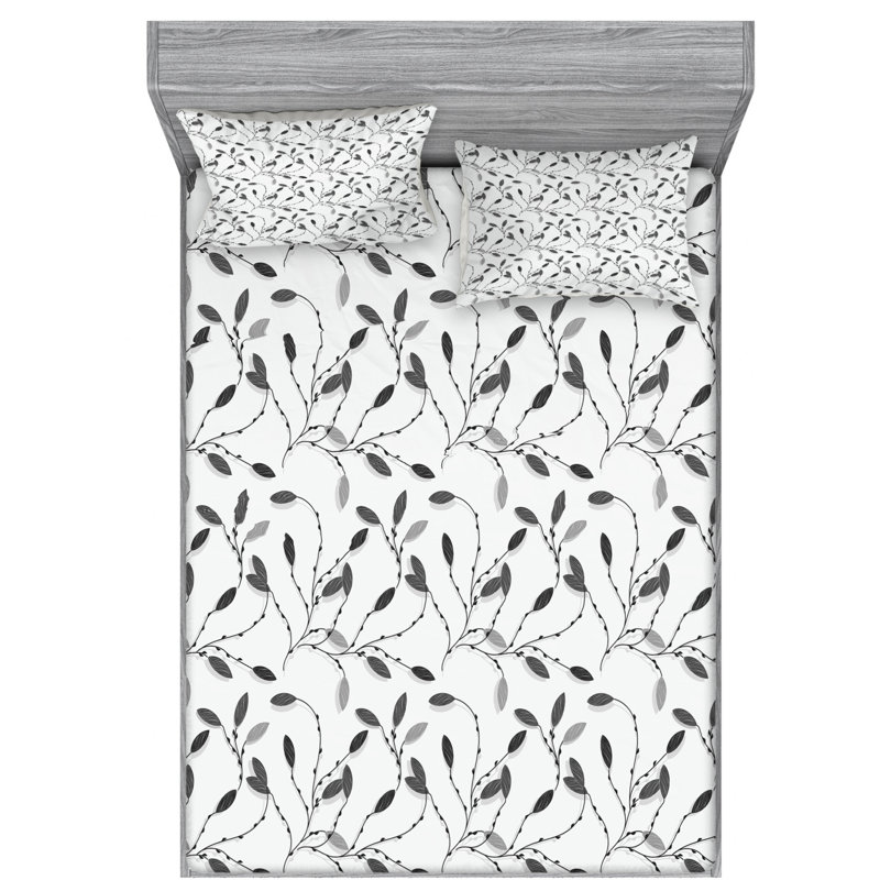 Microfiber Floral Sheet Set, Full Sheet Set with Fitted Sheet