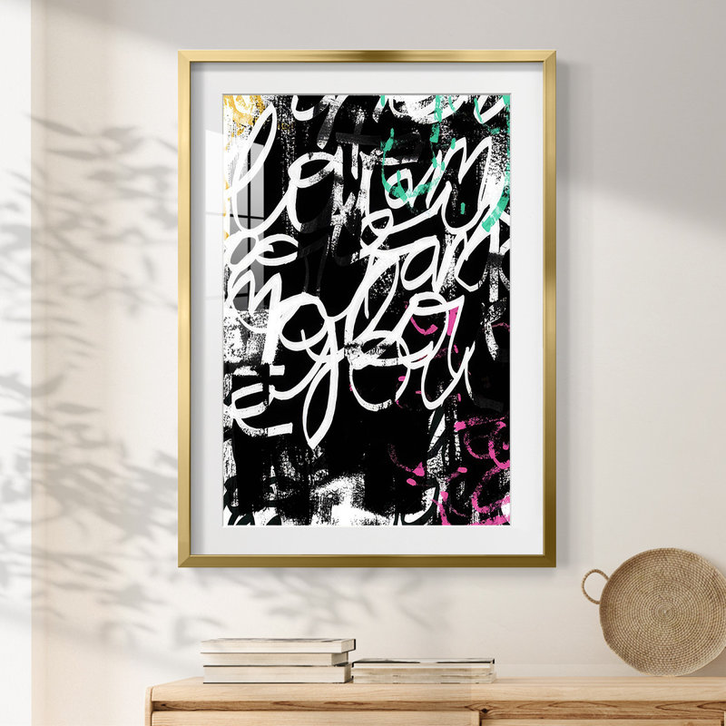 Graffiti Scribe II - impression encadrée, Doré, H 28,5 po x l 20,5 po