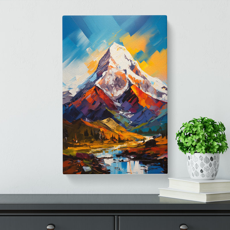 Mount Everest Modern Art - No Frame Print, 50cm H x 35cm W x 3cm D