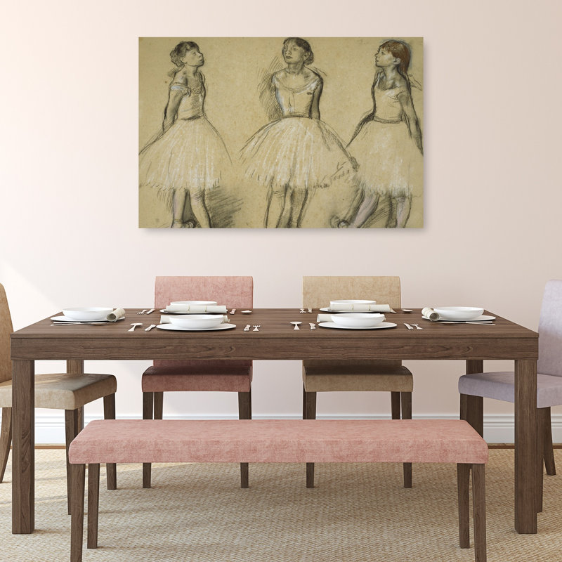 Trois études d'une danseuse en quatrième position, 1879-1880. Estampe d'art mural contemporaine., H 32 po x l 48 po