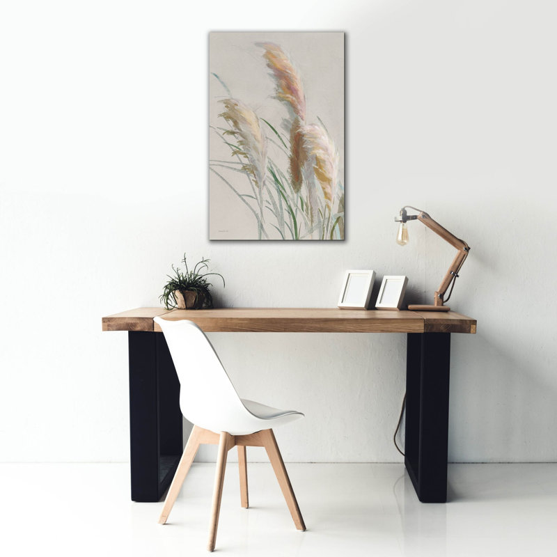 Art mural sur toile  «Neutral Pampas Grasses 2» par Danhui Nai, H 40 po x l 26 po
