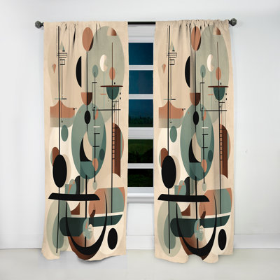 Hoadley - Illustration abstraite de formes d'objets en contact - Rideau en velours moderne - obscurcissant - 1 panneau
