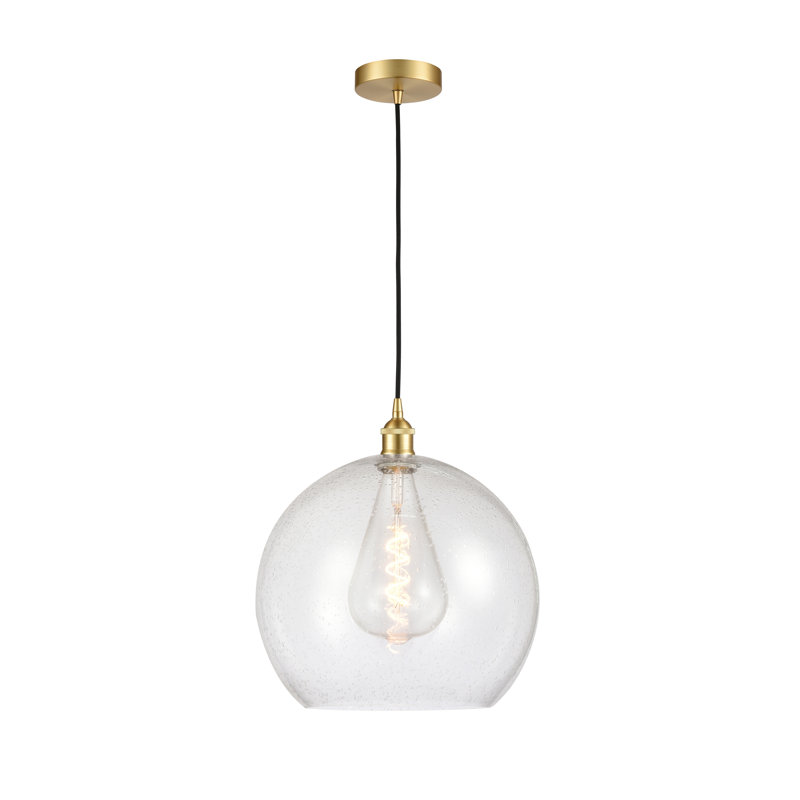 Luminaire sphère suspendu à 1 lumière Ralph, H 17,38 po x l 13,75 po x P 13,75 po, Or satiné, Transparent