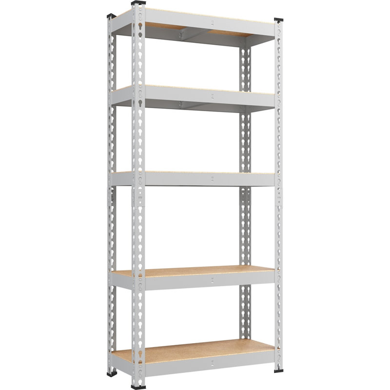 Tevis 60" H x 27.5" W x 12" D 5 Tiers Boltless Adjustable Storage Shelf Goods Rack, Silver