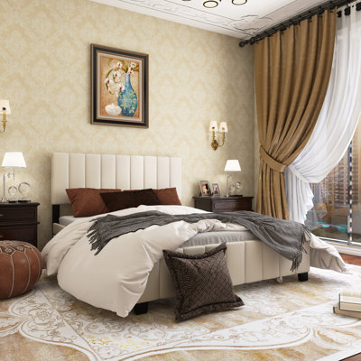 Grand lit plateforme tapissier avec lit gigogne simple TG