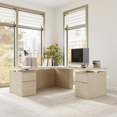 Bush Business Furniture Stratus 72W X 78D Height Adjustable L Shaped Standing Desk With Drawers - Reversible