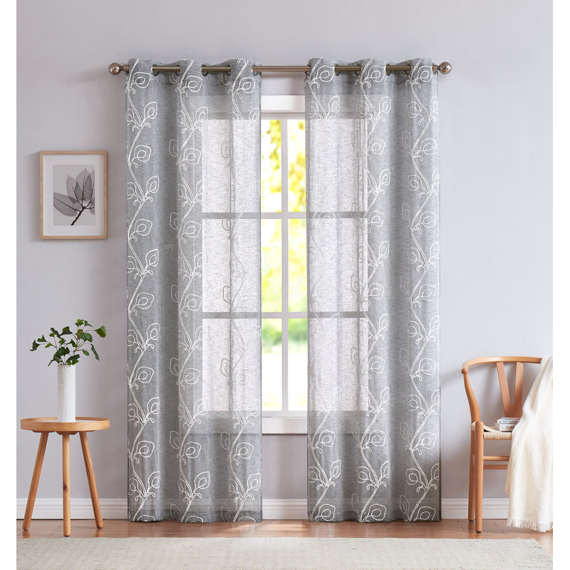 Paire de rideaux transparents Najim Poleyester, Argent, L 38 po x L 108 po