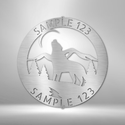 Décoration murale en acier personnalisable avec monogramme de loup