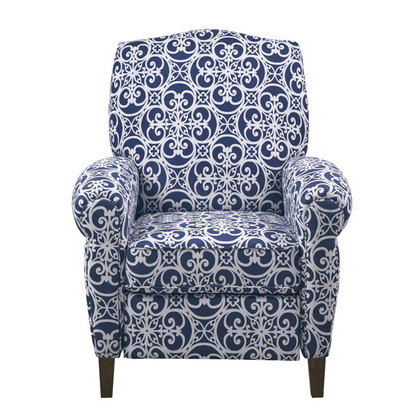 Kirby Push Back Recliner, Blue/White