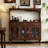 Nut-brown Solid Wood Glass Sideboard