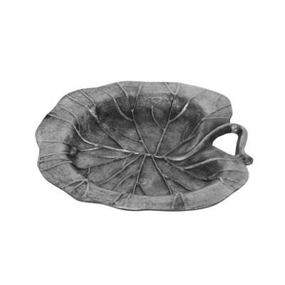 Plaque décorative à feuilles, motif floral texturé 12 po, aluminium gris foncé