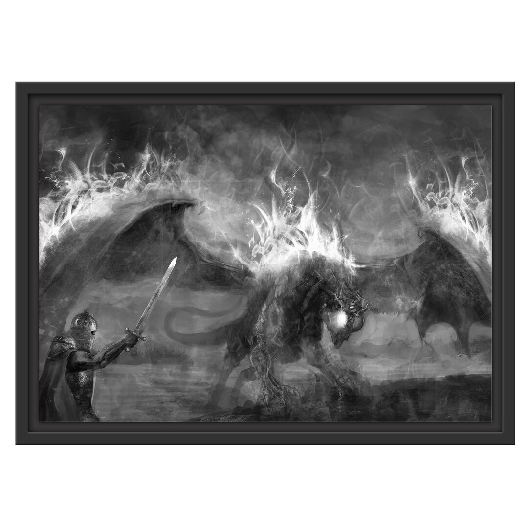 Gerahmtes Wandbild Ritter Drachen