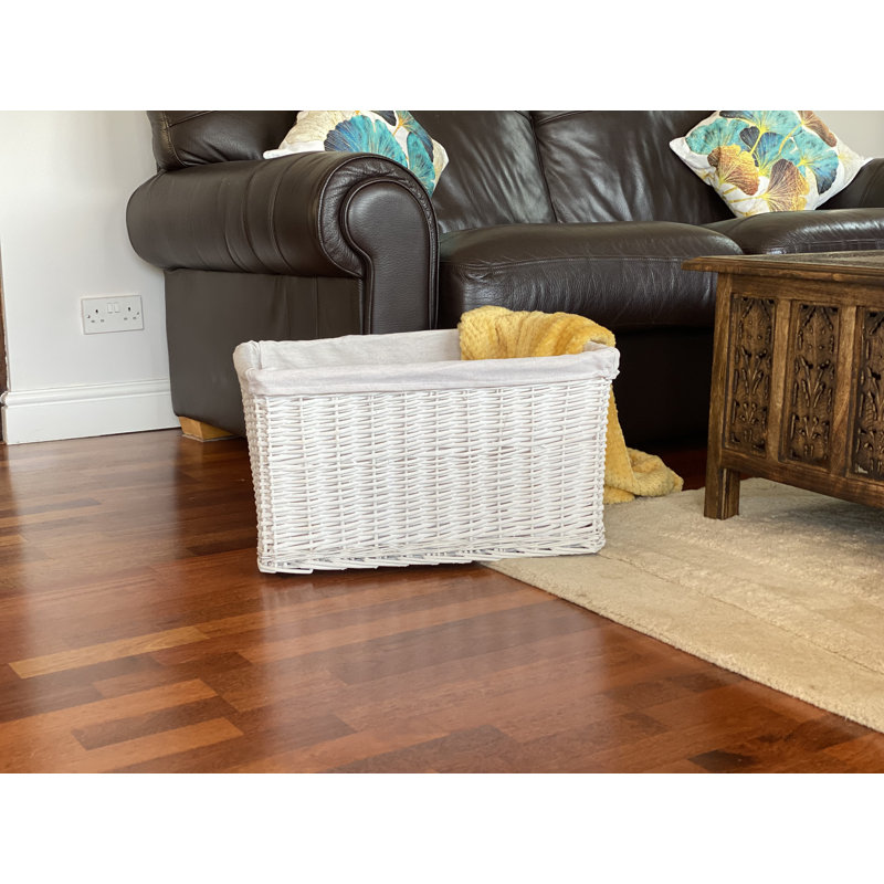 Brambly Cottage Wicker Decorative Basket, 32cm H x 58cm W x 43cm D, White