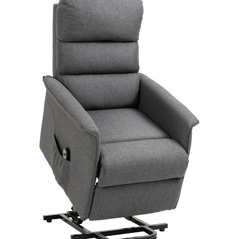 Gray Electric Recliner For Elderly - Power Lift, Remote Control, Side Pockets Living Room Elderly- Lift Chair Linen-Feel, Remote, Comfort