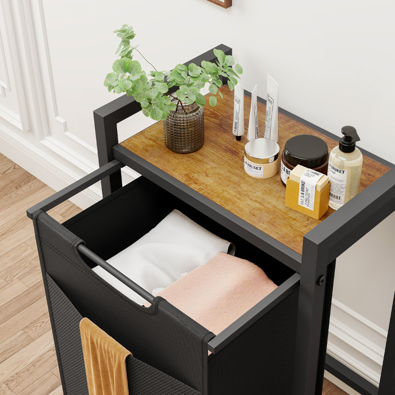 Laundry Hamper with Wheels, Home Freestanding Laundry Basket with Removable Bags and Storage Platform, 28" H x 20" W x 13" D